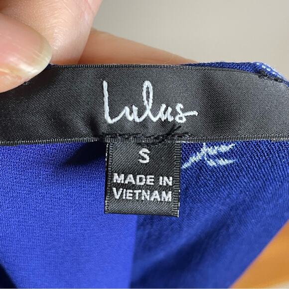 NWT LULUS Mediterranean Sea Navy Blue Rayon mini sun dress WOMEN'S SIZE SMALL - Picture 4 of 6